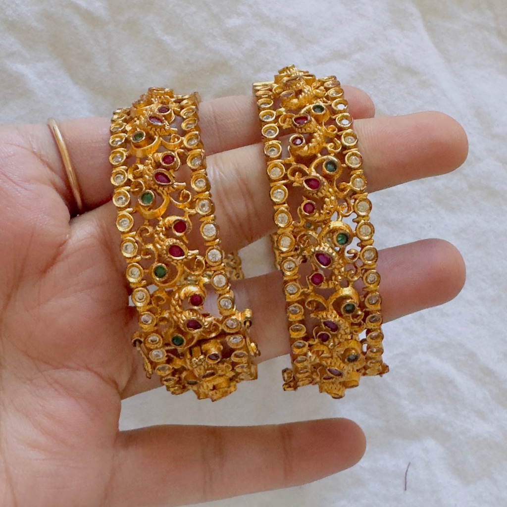 Brand New Wedding Kundan Indian Pakistani Festive Gold And Multicolor Bangles 199$